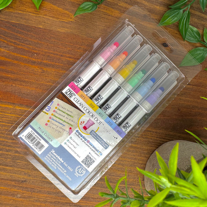 Kuretake Zig Clean Color Dot Markers - Mild (Set of 6) (Doorbuster)