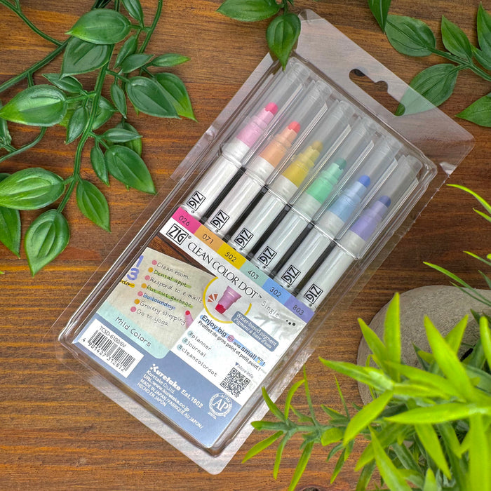 Kuretake Zig Clean Color Dot Markers - Mild (Set of 6) (Doorbuster)