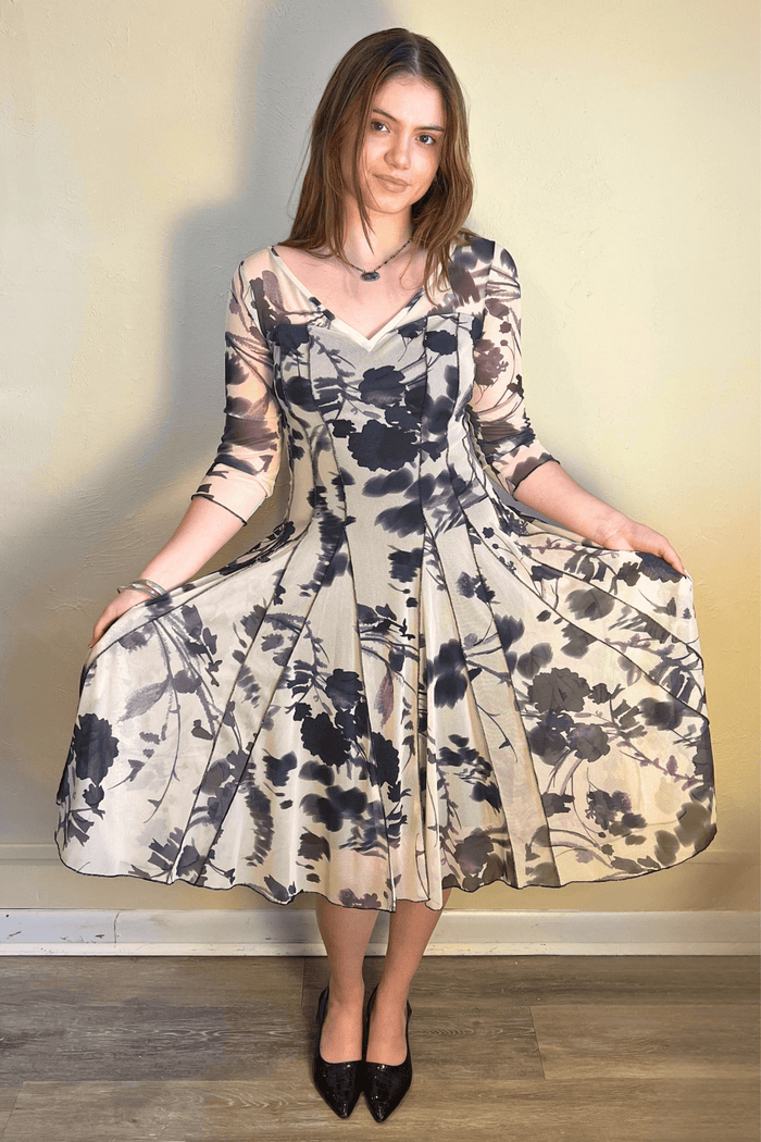 Addison Mesh Sleeve Tea Dress