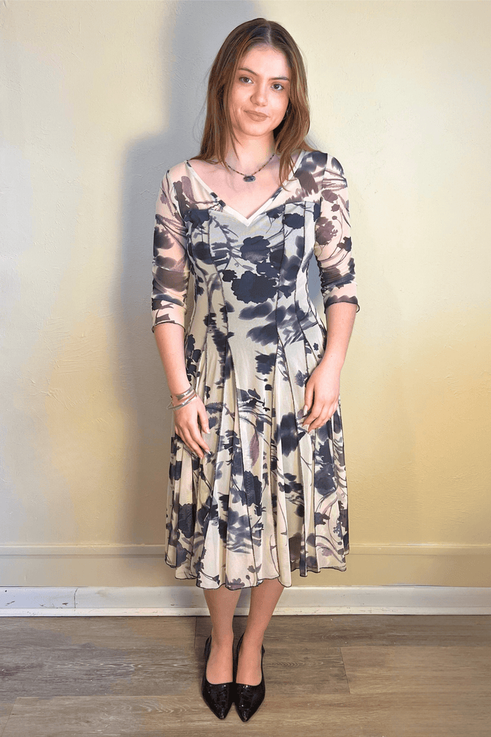 Addison Mesh Sleeve Tea Dress