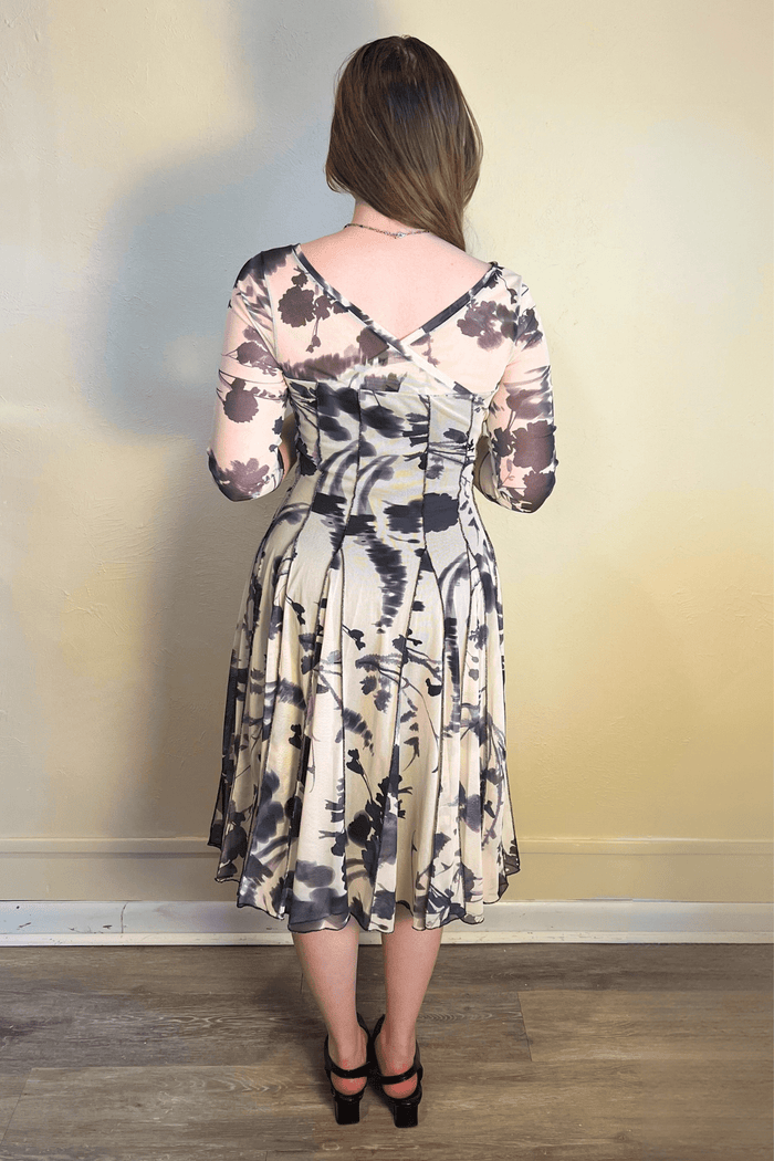 Addison Mesh Sleeve Tea Dress