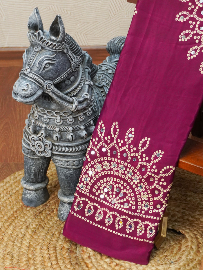 Ajrakh Printed Modal Silk Saree | TTDS3592