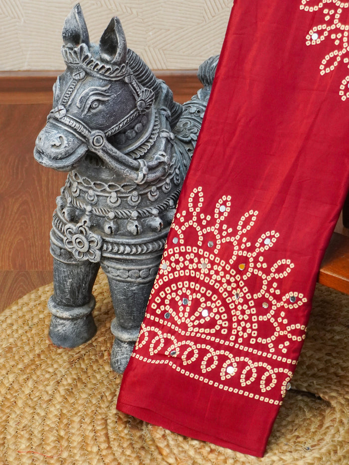 Ajrakh Printed Modal Silk Saree | TTDS3592