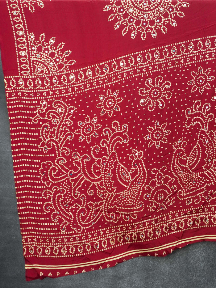 Ajrakh Printed Modal Silk Saree | TTDS3592