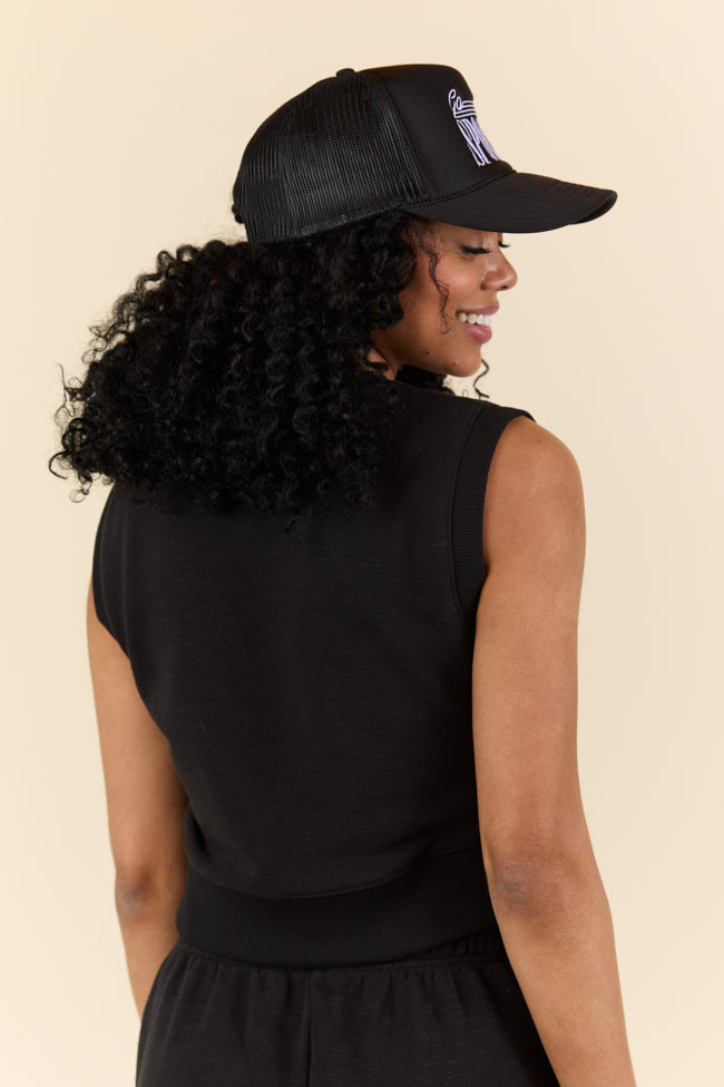 All Star Black Fitted Banded Waist Sleeveless Crop Top FINAL SALE