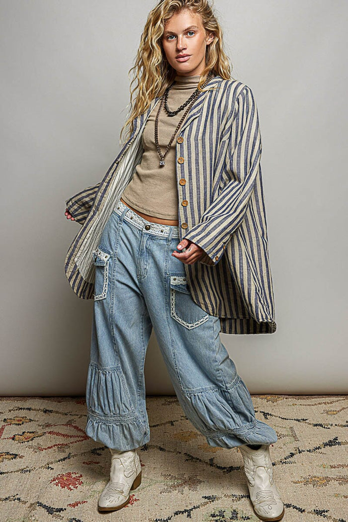 Asymmetrical Hem Lapel Jacket