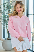 Baseline Pink Piped Lounge Crewneck Sweatshirt FINAL SALE