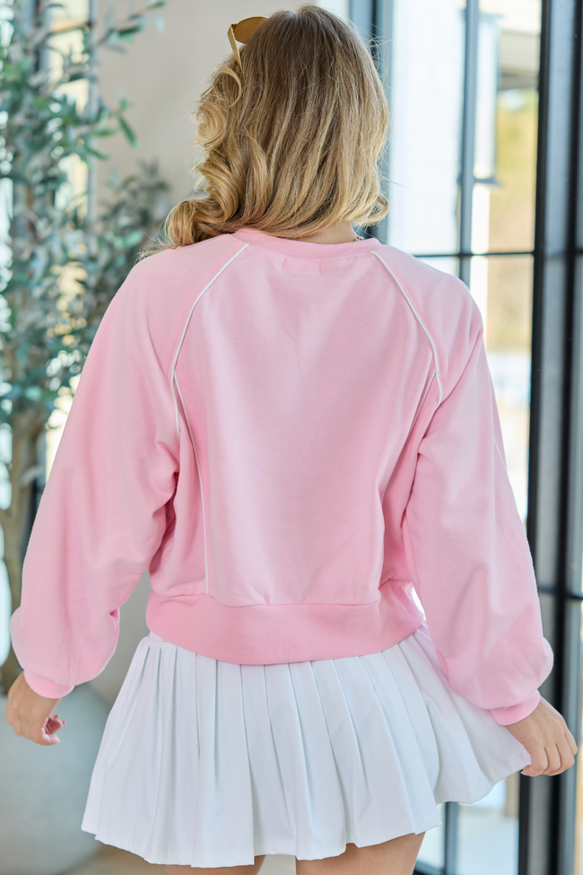 Baseline Pink Piped Lounge Crewneck Sweatshirt FINAL SALE