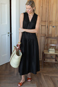 Basque Sundress - Jet Black Linen