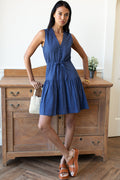 Basque Sundress Short - Blue Indigo