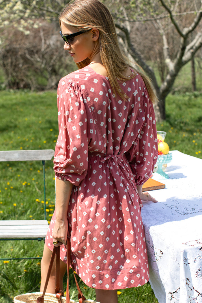 Bastian Beachy Dress - Antique Rouge Diamonds Organic