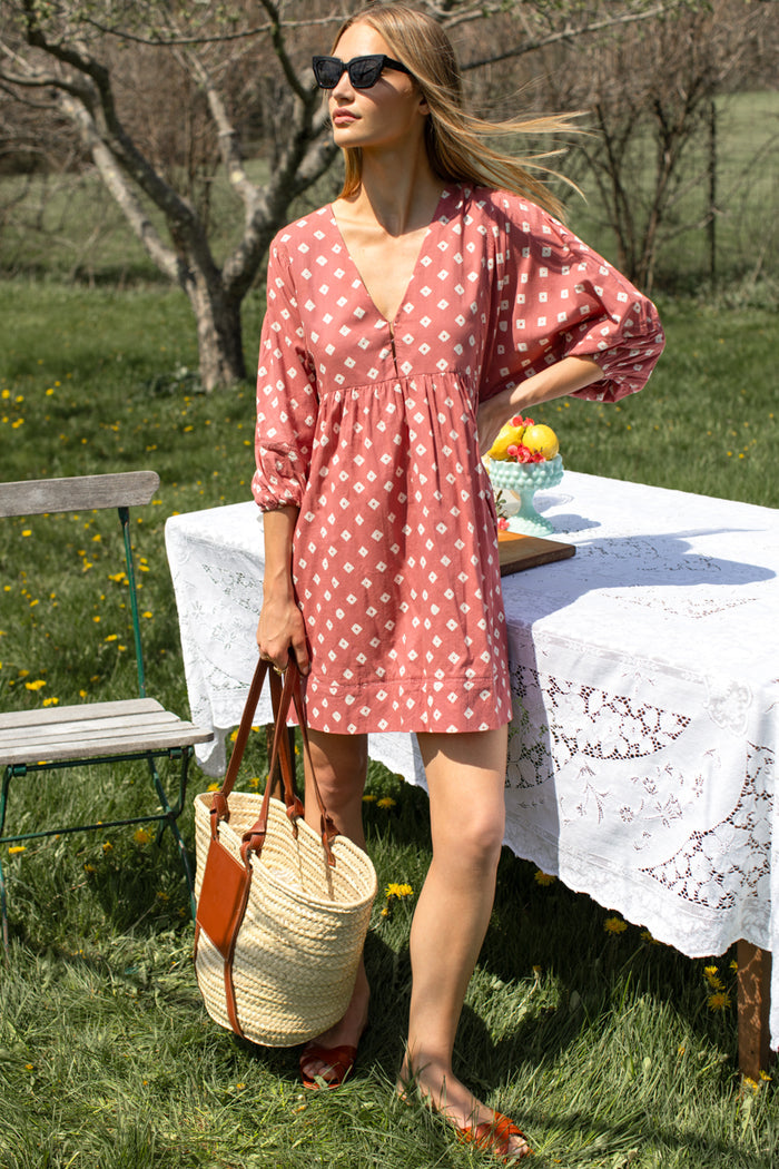 Bastian Beachy Dress - Antique Rouge Diamonds Organic