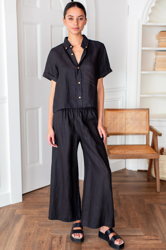Beachy Pant - Jet Black Linen