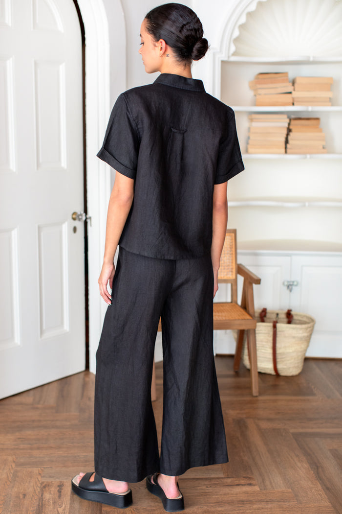Beachy Pant - Jet Black Linen