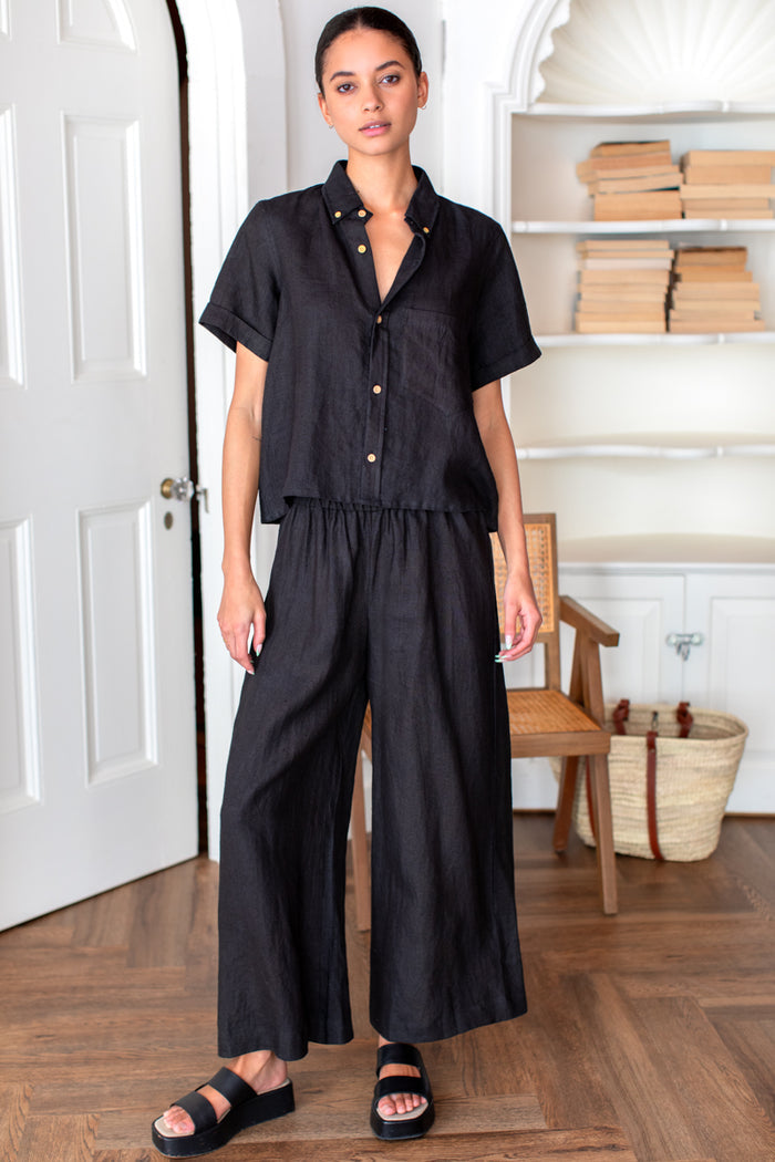 Beachy Pant - Jet Black Linen