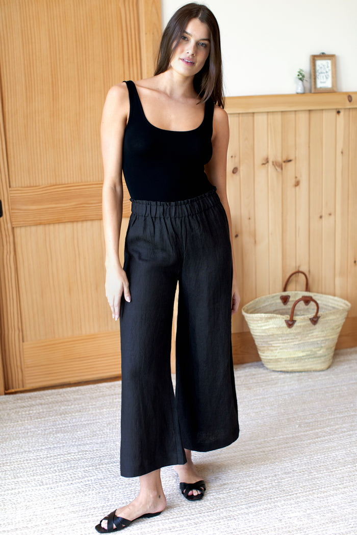 Beachy Pant - Jet Black Linen