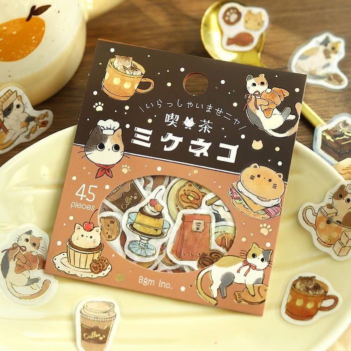 BGM Flake Stickers - Welcome Meow - Cafe Mikeneko