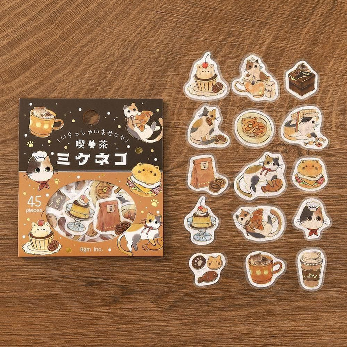 BGM Flake Stickers - Welcome Meow - Cafe Mikeneko