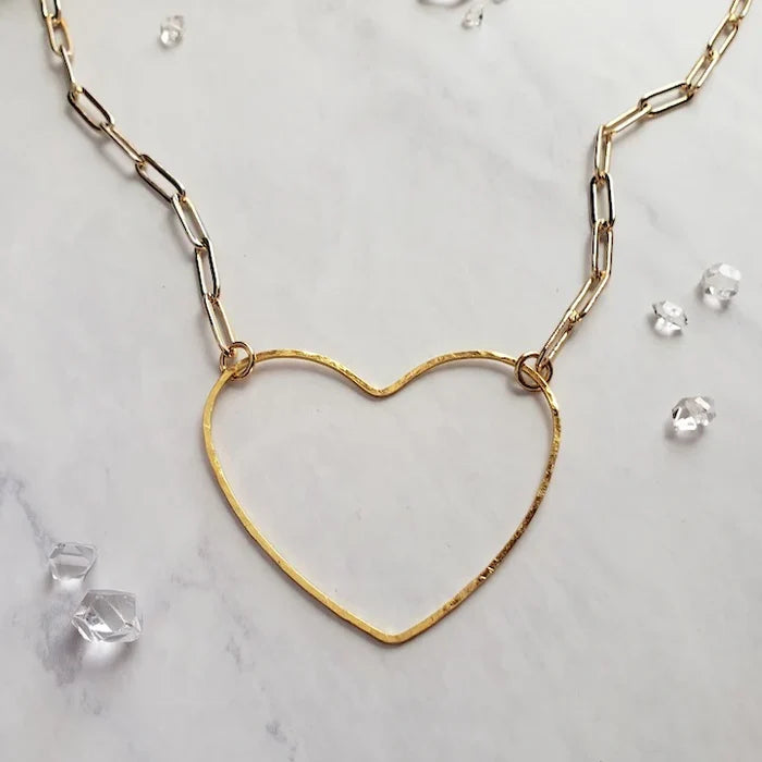 Big Heart Paperclip Chain Necklace