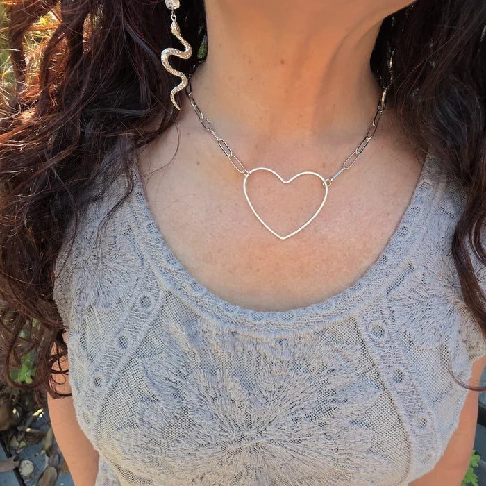 Big Heart Paperclip Chain Necklace