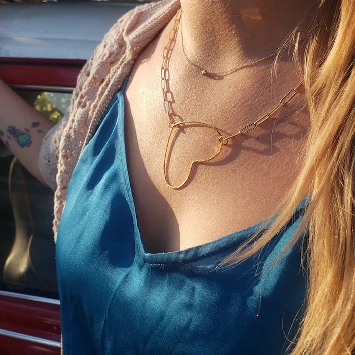 Big Heart Paperclip Chain Necklace