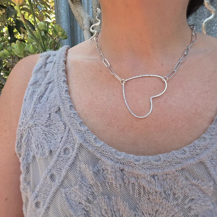 Big Heart Paperclip Chain Necklace