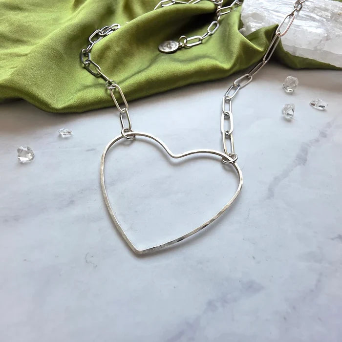 Big Heart Paperclip Chain Necklace
