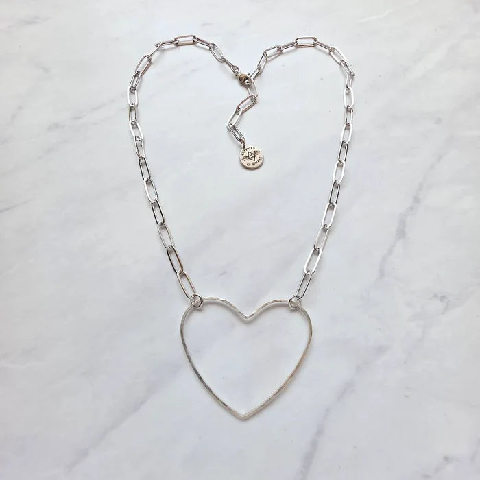 Big Heart Paperclip Chain Necklace