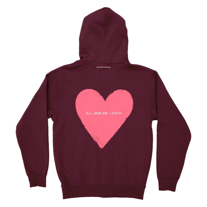 Big Heart Zip Hoodie - Maroon