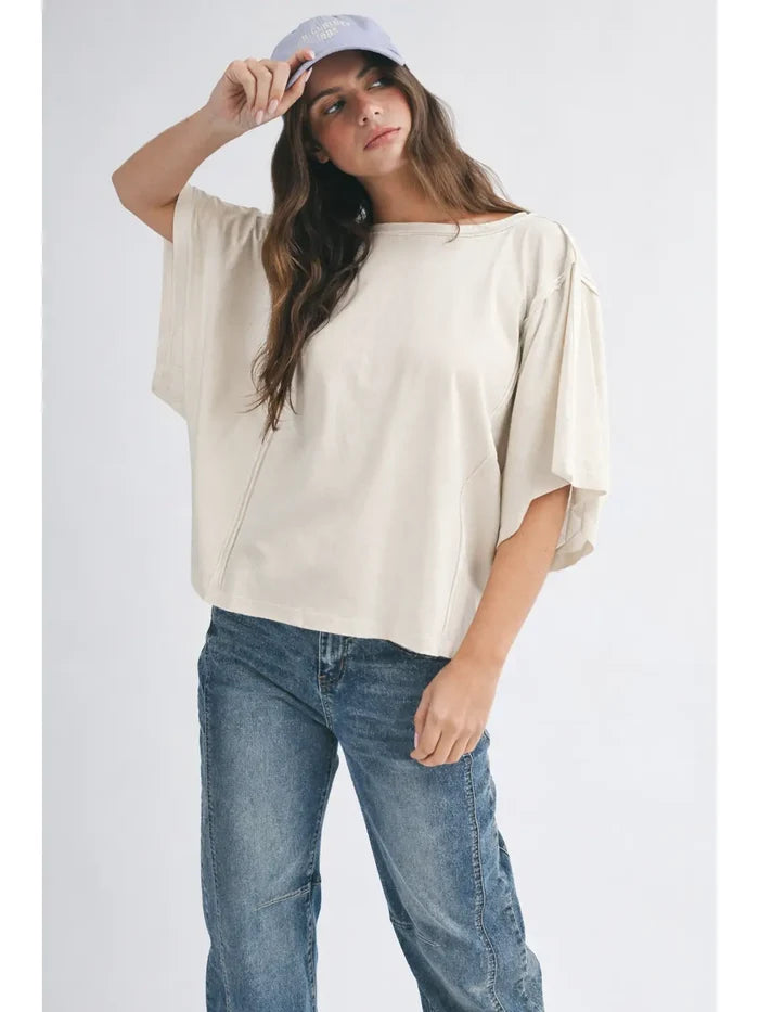 Boxy Dolman Short-Sleeve Top