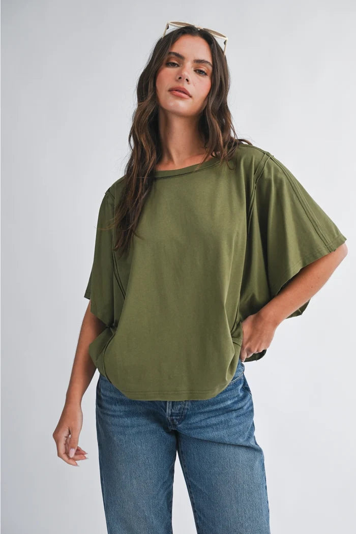 Boxy Dolman Short-Sleeve Top