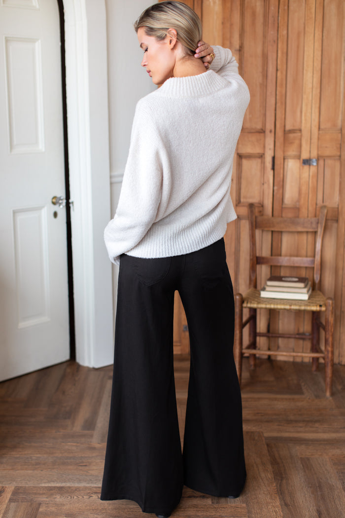 Boxy V Neck Sweater - Birch Wool