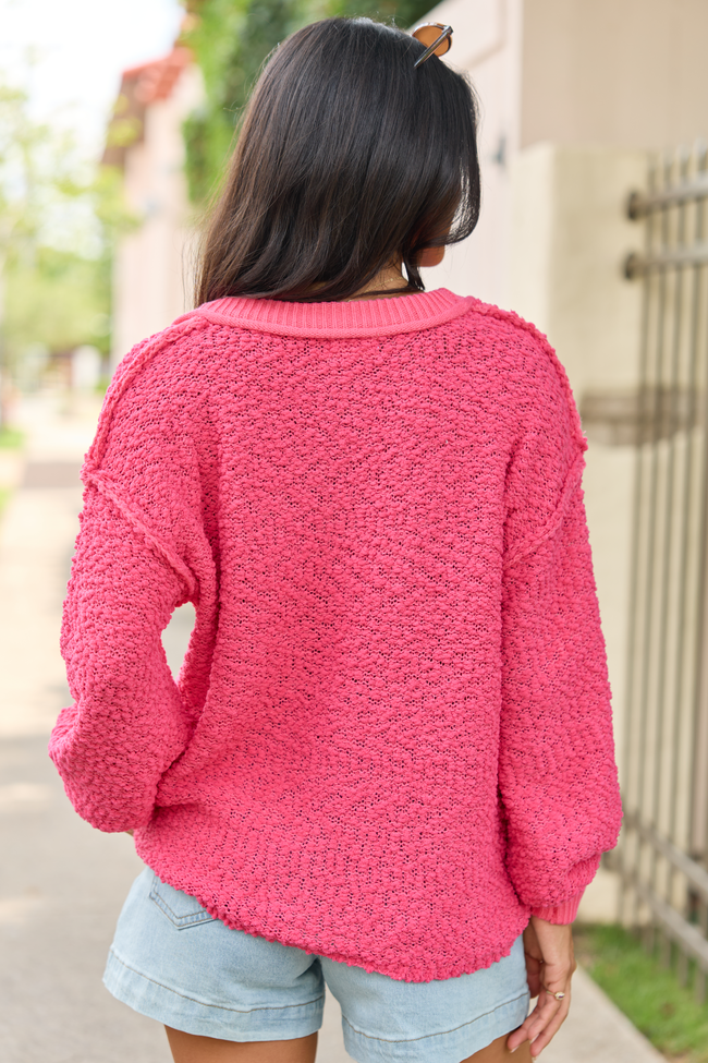 Breath Of Fresh Air Pink Textured Cardigan