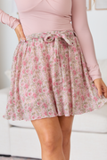 Brunch and Beyond Pink Multi Pleated Belted Floral Skort FINAL SALE