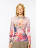 Candy Pink Raw Edge Mesh Tee