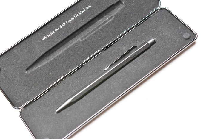Caran d'Ache 849 Metal Ballpoint Pen - Black Code With Metal Slim Pack Case