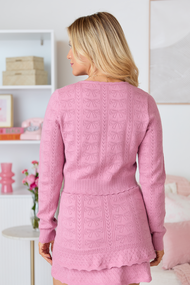 Charlene Pink Bow Sweater Cardigan FINAL SALE