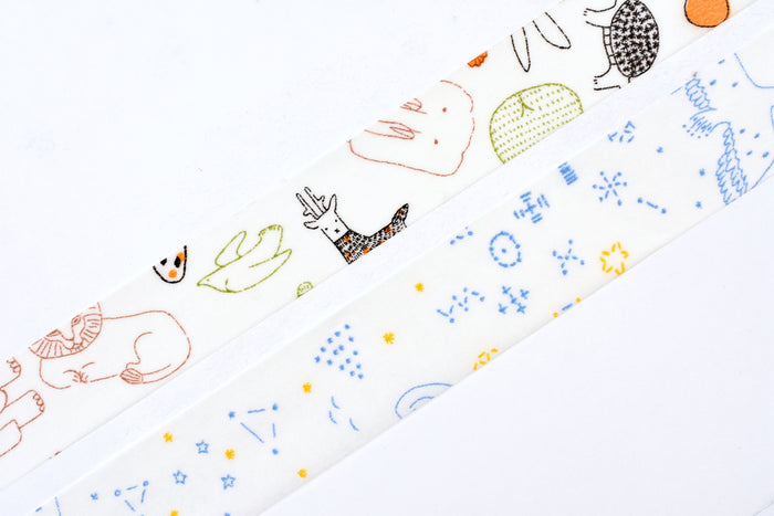 Classiky - Irago Tomomi Masking Tape - Beasts and Starlit Sky - Set of 2