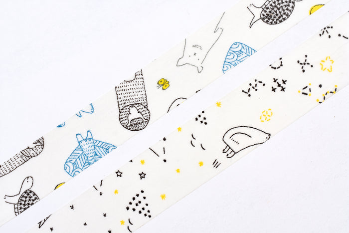 Classiky - Irago Tomomi Masking Tape - Beasts and Starlit Sky - Set of 2