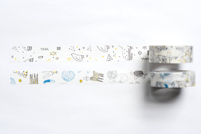 Classiky - Irago Tomomi Masking Tape - Beasts and Starlit Sky - Set of 2
