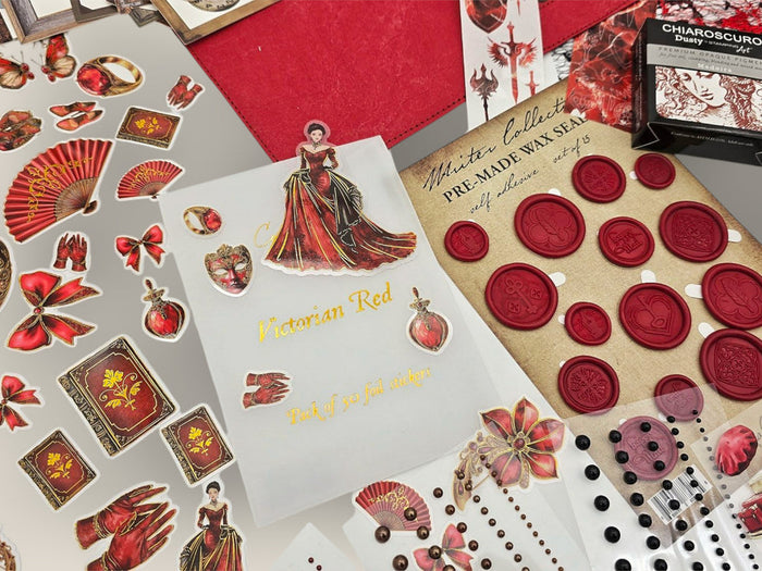 Atlas Stationers - CoraCreaCrafts Foil Sticker Pack - Victorian Red - Stickers - Image 2
