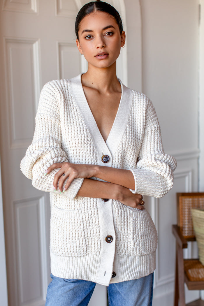 Cozy Cotton Cardigan - Ivory Tanguis