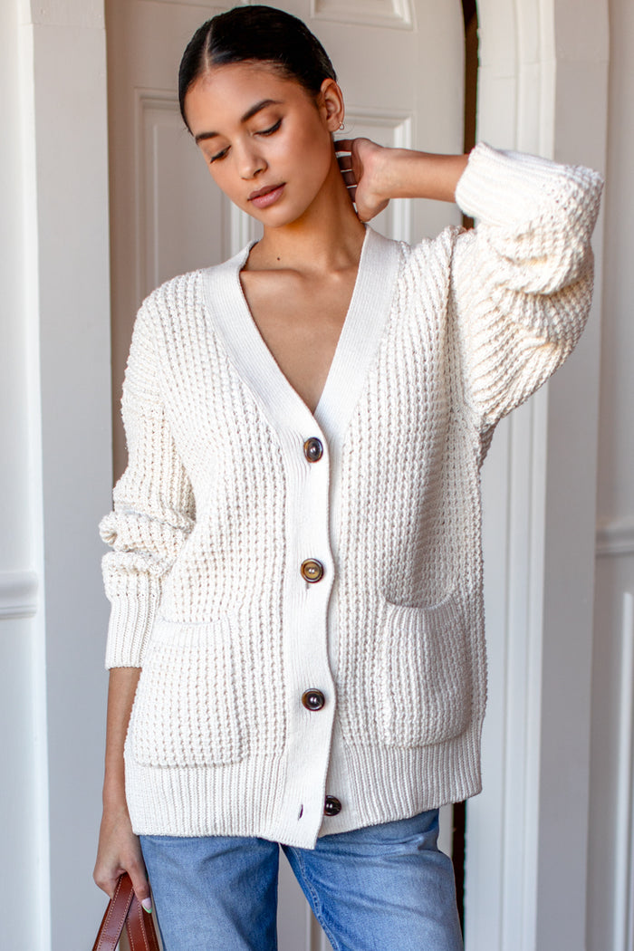 Cozy Cotton Cardigan - Ivory Tanguis