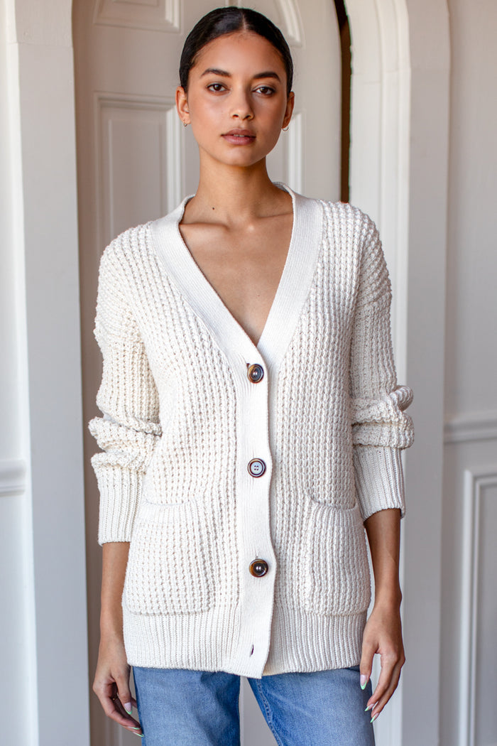 Cozy Cotton Cardigan - Ivory Tanguis