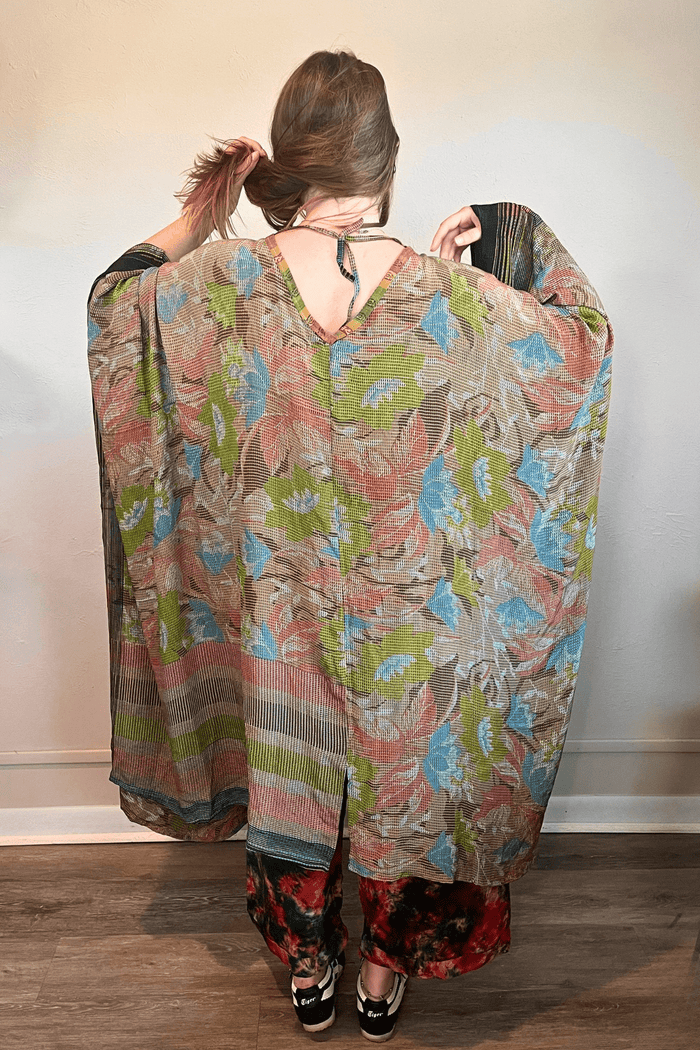 Crepe Sari Orchid Kimono