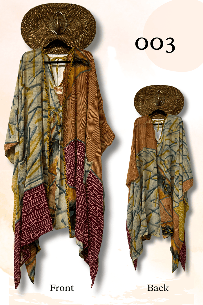 Crepe Sari Orchid Kimono