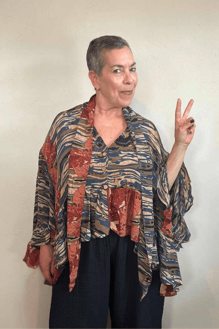 Crepe Sari Wild Rose Top