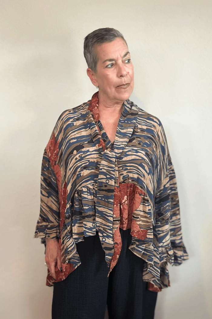 Crepe Sari Wild Rose Top