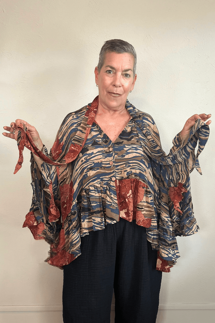 Crepe Sari Wild Rose Top