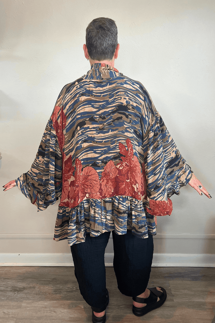 Crepe Sari Wild Rose Top